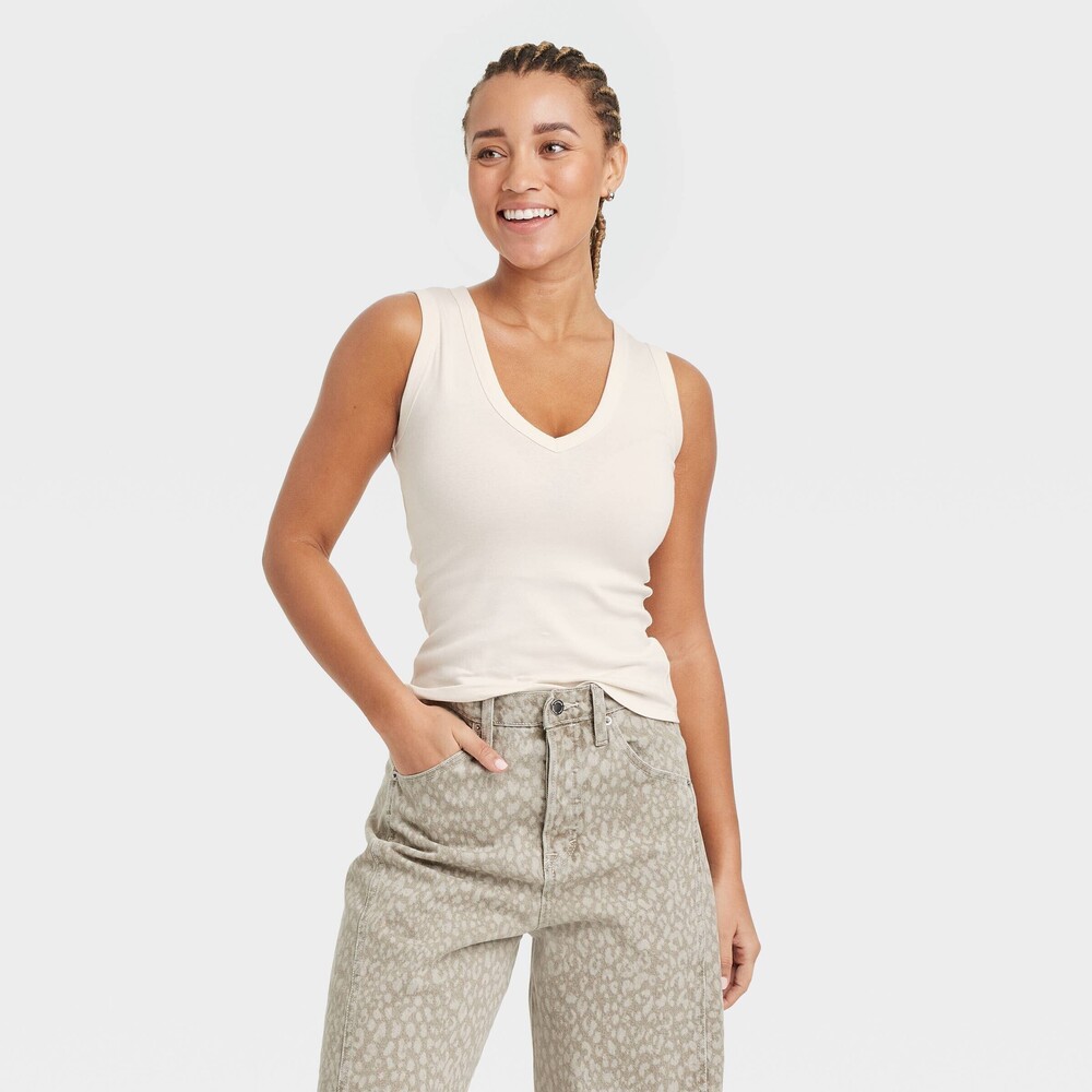 Ribbed Tank Top - Cream S